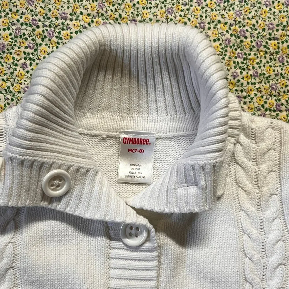 GYMBOREE GIRLS WHITE KNIT CARDIGAN SIZE 7/8